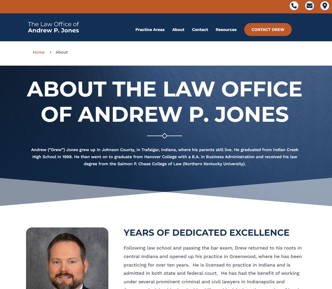 The Law Office of Andrew P. Jones Website About Page