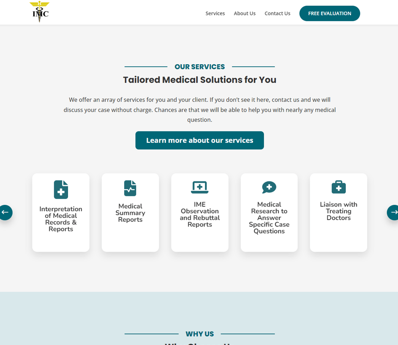 Indiana Medical Consulting Website Services Section