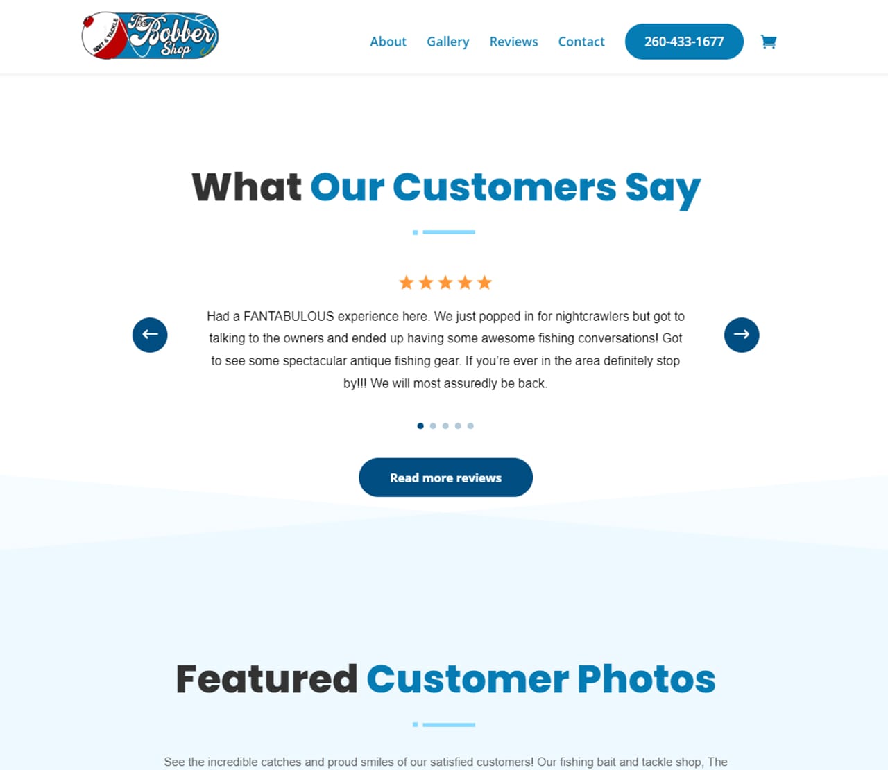 The Bobber Shop Website Reviews Page Thumbnail