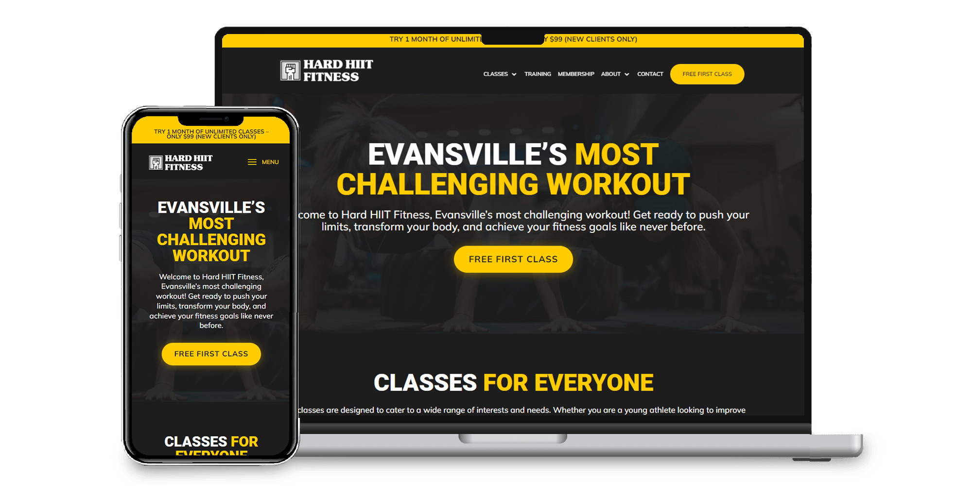 Hard HIIT Fitness Website Homepage Thumbnail Hard HIIT Fitness Website Homepage Thumbnail