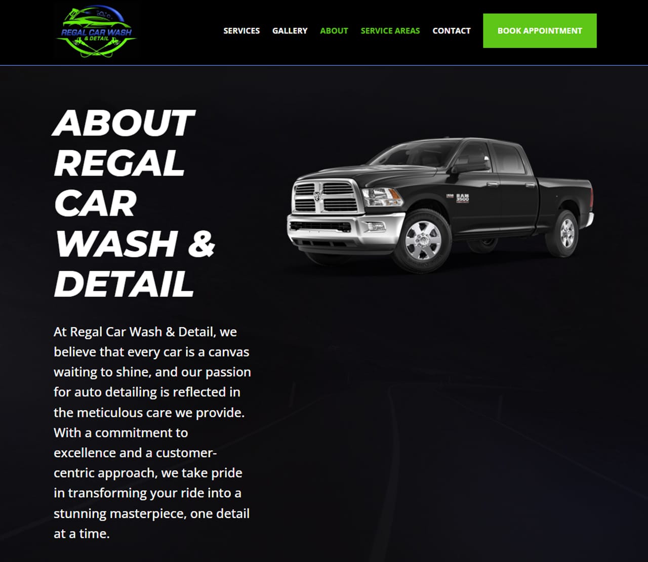 Regal Car Wash Website About Page Thumbnail